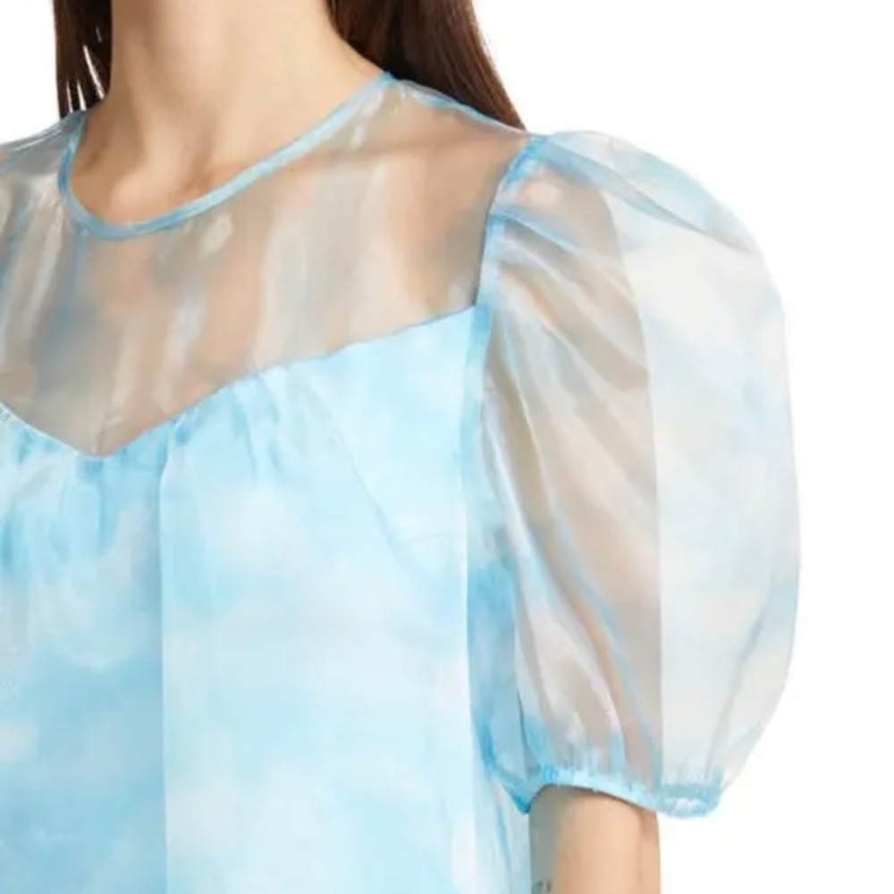 Dressed in Lala Blue Organza Puff Sleeve Dress